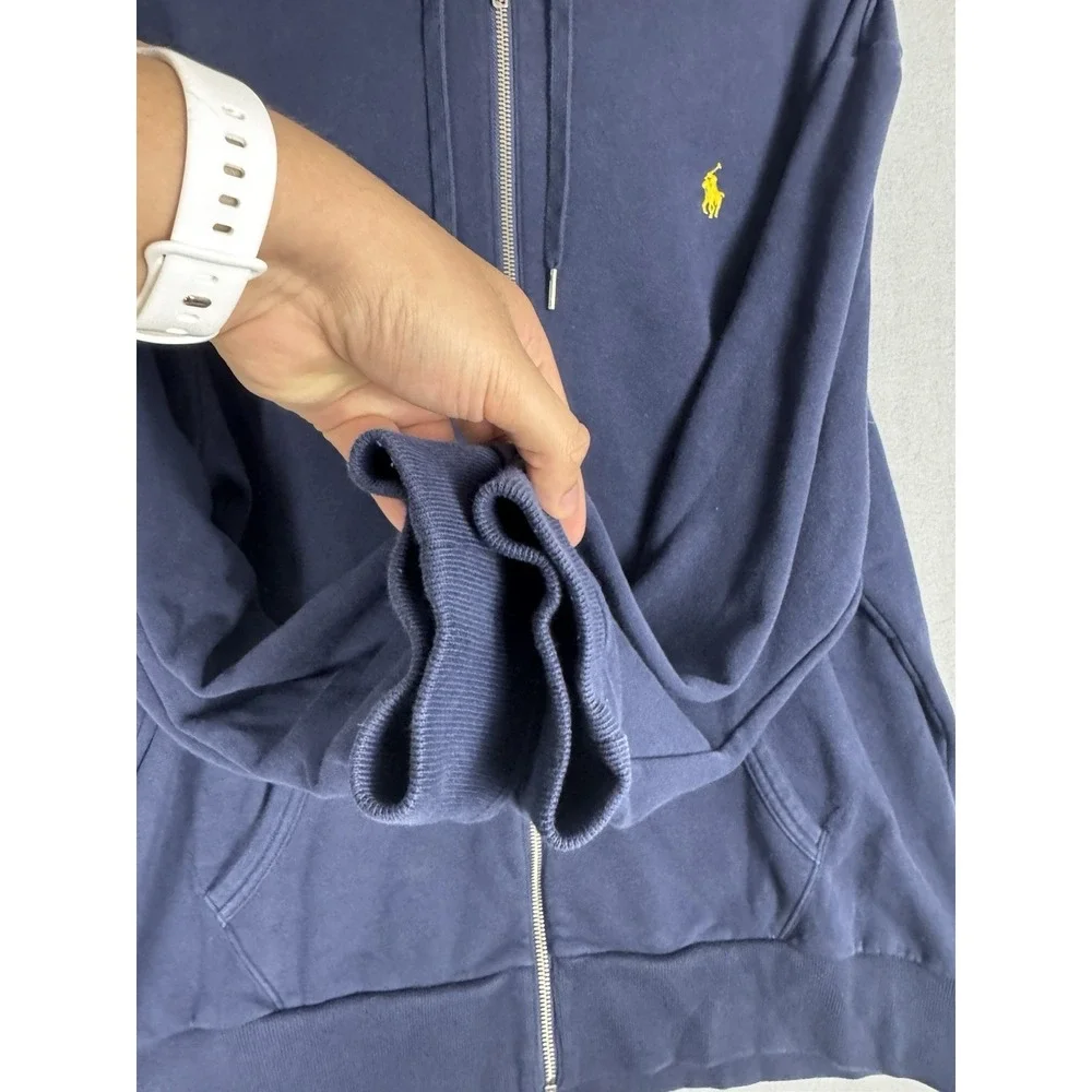 Polo Ralph Lauren Paint Splatter Logo Zip Up Navy Hoodie Mens Size XL Pony
